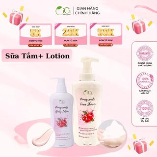 Combo sữa tắm tạo bọt + sữa dưỡng thể chiết xuất lựu đỏ cici