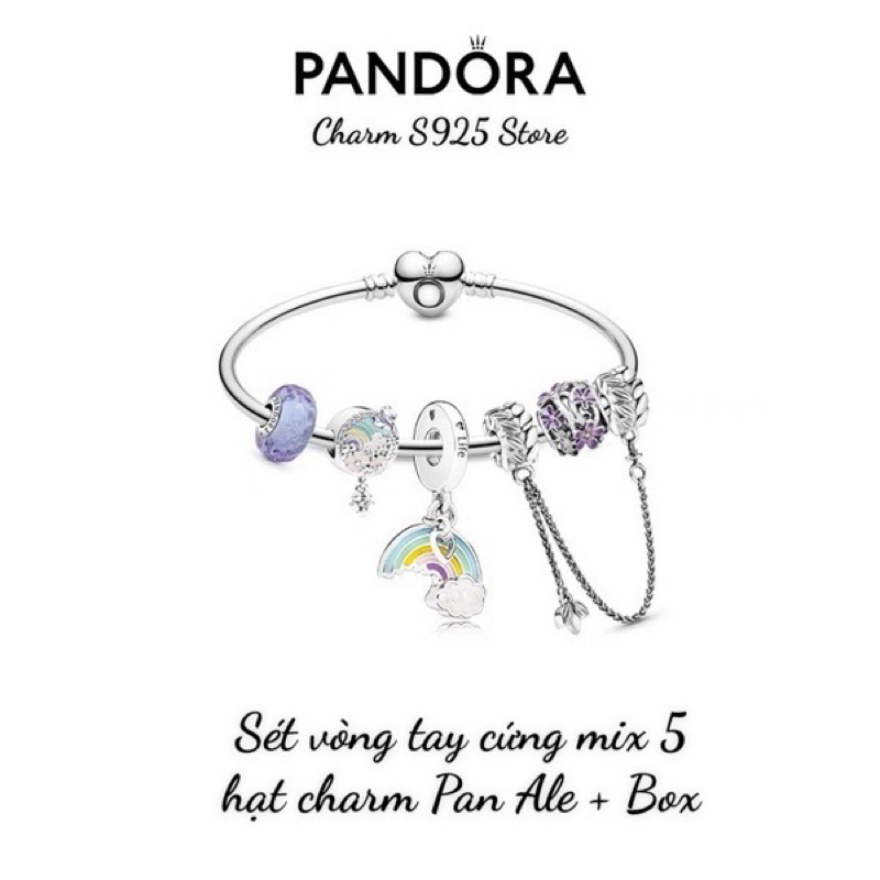 COMBO BỘ VÒNG TAY PAN ALE MIX 5 HẠT CHARM CẦU VÒNG BẠC S925 THUẦN KHIẾT HÀNG CAO CẤP