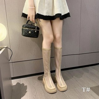 ❄️❄️❄️ Bốt lưới đùi đế bằng khoá sau đế nhẹ.