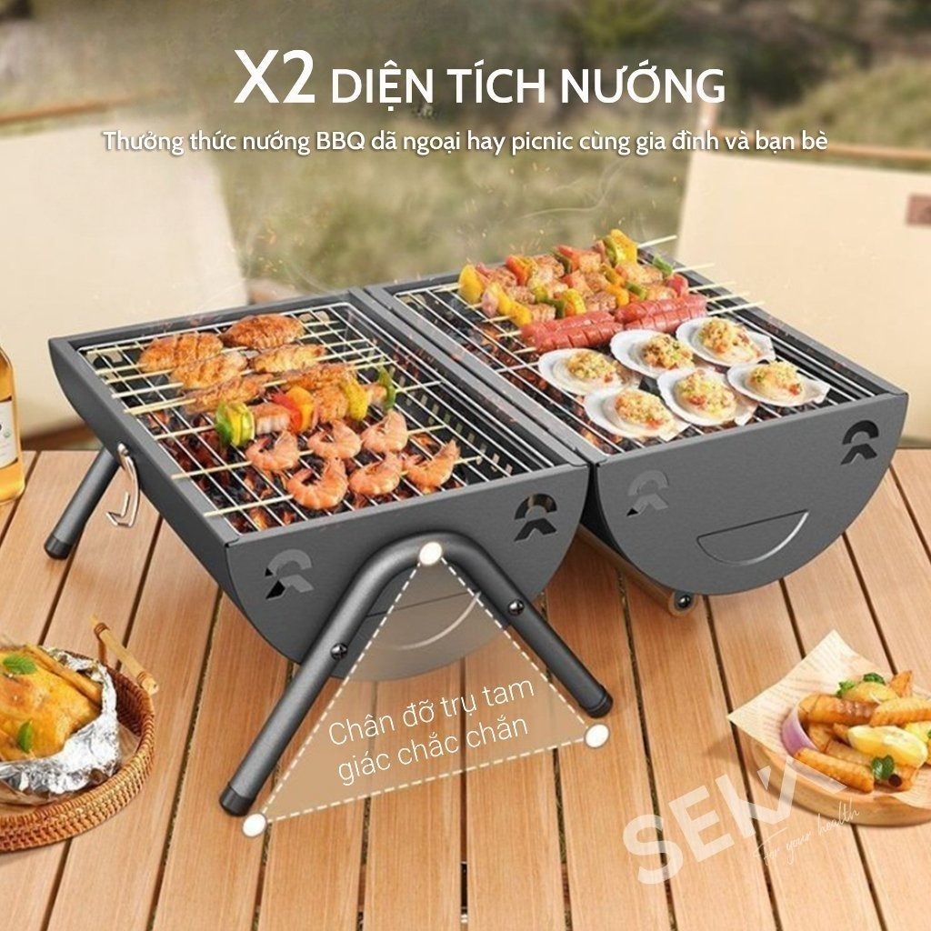 Bếp Nướng Than Hoa SEKA SK3640 Dã Ngoại Ngoài Trời Kèm Vỉ Nướng Inox, Khay Đựng Than, Nướng Thịt Ngon – Bảo Hành Lâu Dài
