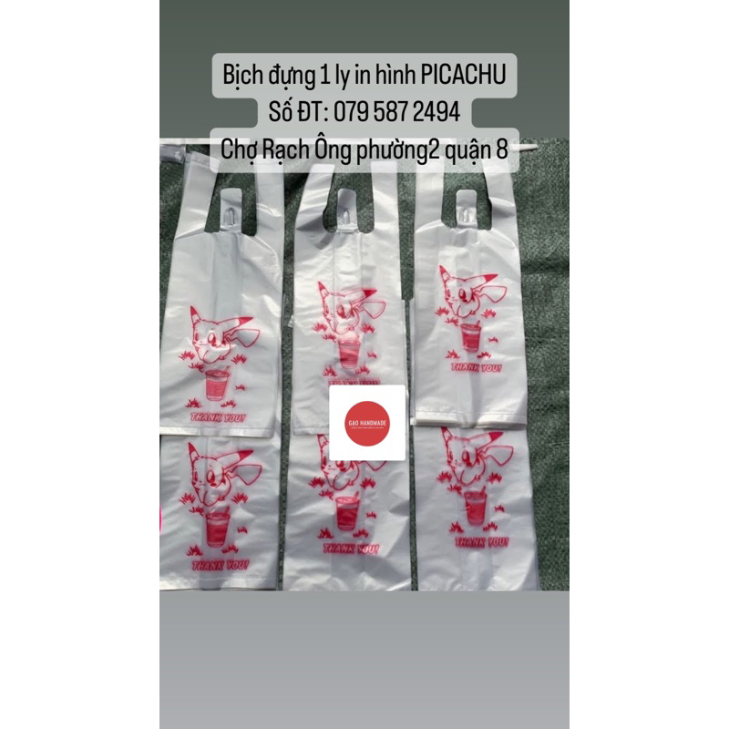 1 KÝ BỊCH ĐỰNG 1 LY IN HÌNH PICACHU