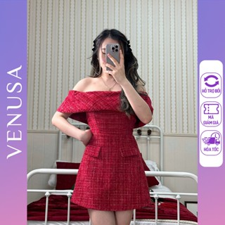 Váy dạ nữ trễ vai BIGSIZE có quần bảo hộ mặc các dịp lễ tết noel VENUSA Store