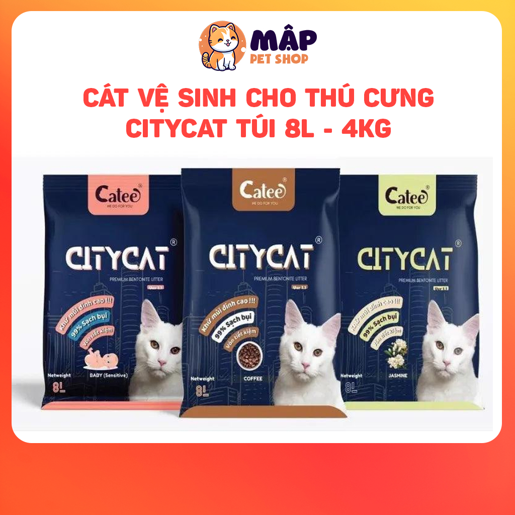 Cát Vệ Sinh Cho Thú Cưng Mèo CityCat Túi 8L_4kg(Vón Cục Tốt,Không Bụi,Không Dính Khay...)