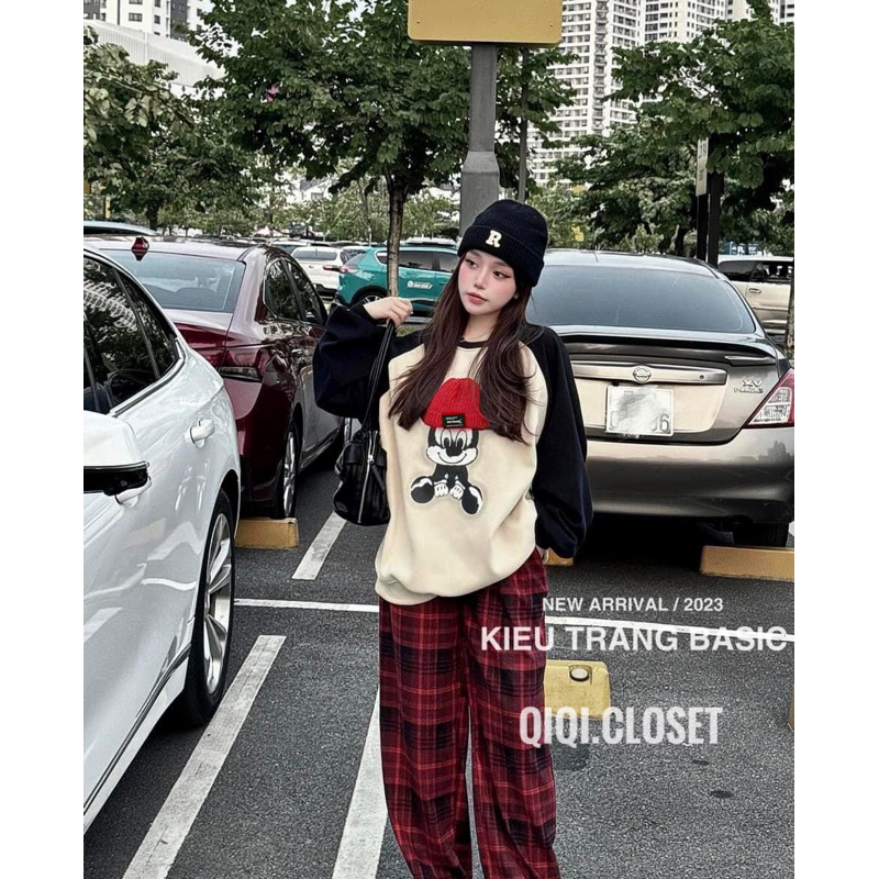 Set Bộ Thu Đông Mickey Size S M Quần Caro Đỏ [ Sẵn - Ảnh Thật ]