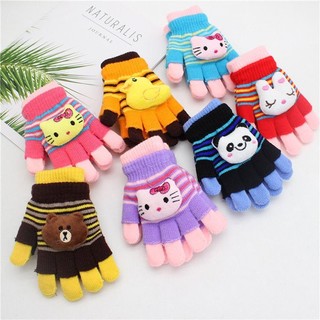 Găng tay len 2 lớp đính gấu bông đáng yêu cho bé