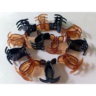 Vỉ 12 Kẹp Tóc Càng Cua 5 Răng Loại To (Cánh Vuông/6 Đen 6 Nâu)
