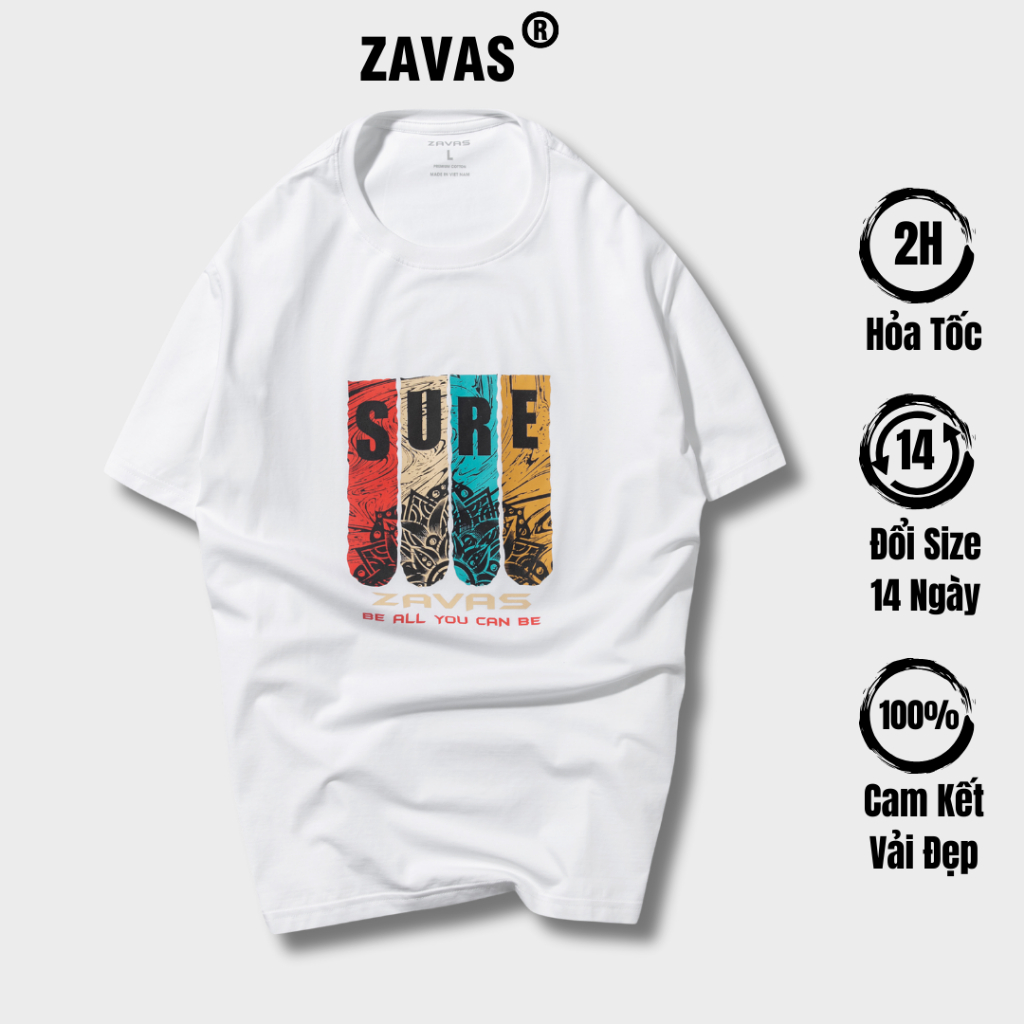 Áo thun nam cotton vải dày mịn ZAVAS form áo tiêu chuẩn co giãn tốt thoáng mát không gây nóng in hình đẹp rõ Z20D