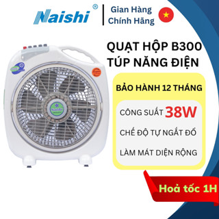 [HT02] Quạt Hộp Tản Gió Để Giường NAISHI B300 Túp Năng Điện có chế độ Tự Ngắt Khi Đổ - Công Suất 38W - Chiều Cao 42cm