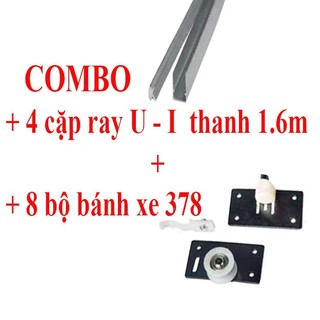 Combo 4 cặp ray 1.6m . trượt cửa lùa thanh u & i đài loan