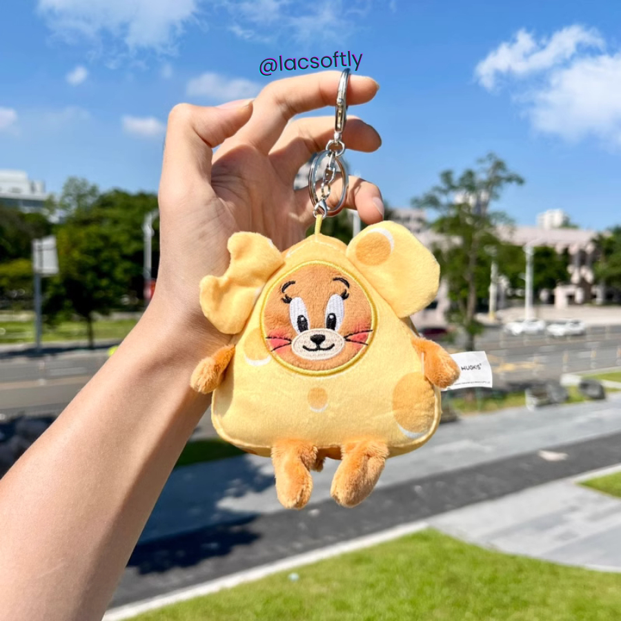 Móc chìa khoá gấu bông Tom và Jerry phô mai, Tâm và Gia Huy hoạt tiết in xinh ngộ nghĩnh / Có sẵn /