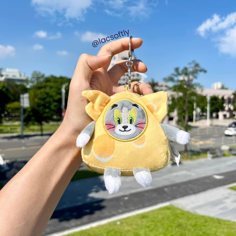 Móc chìa khoá gấu bông Tom và Jerry phô mai, Tâm và Gia Huy hoạt tiết in xinh ngộ nghĩnh / Có sẵn /