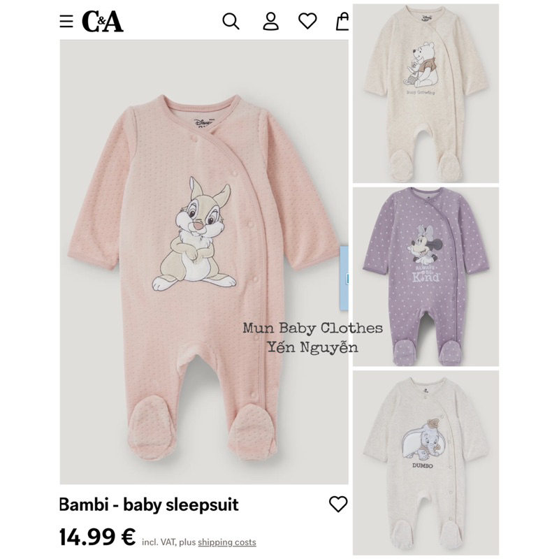 ( Size 0/1M Newborn) Sleep suit liền vớ cho bé / Đồ bộ liền thân cho bé sơ sinh đến 1 tuổi chất cotton organic hữu cơ