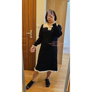 [Ảnh thật shop chụp] Váy len bầu nhún bèo - W233