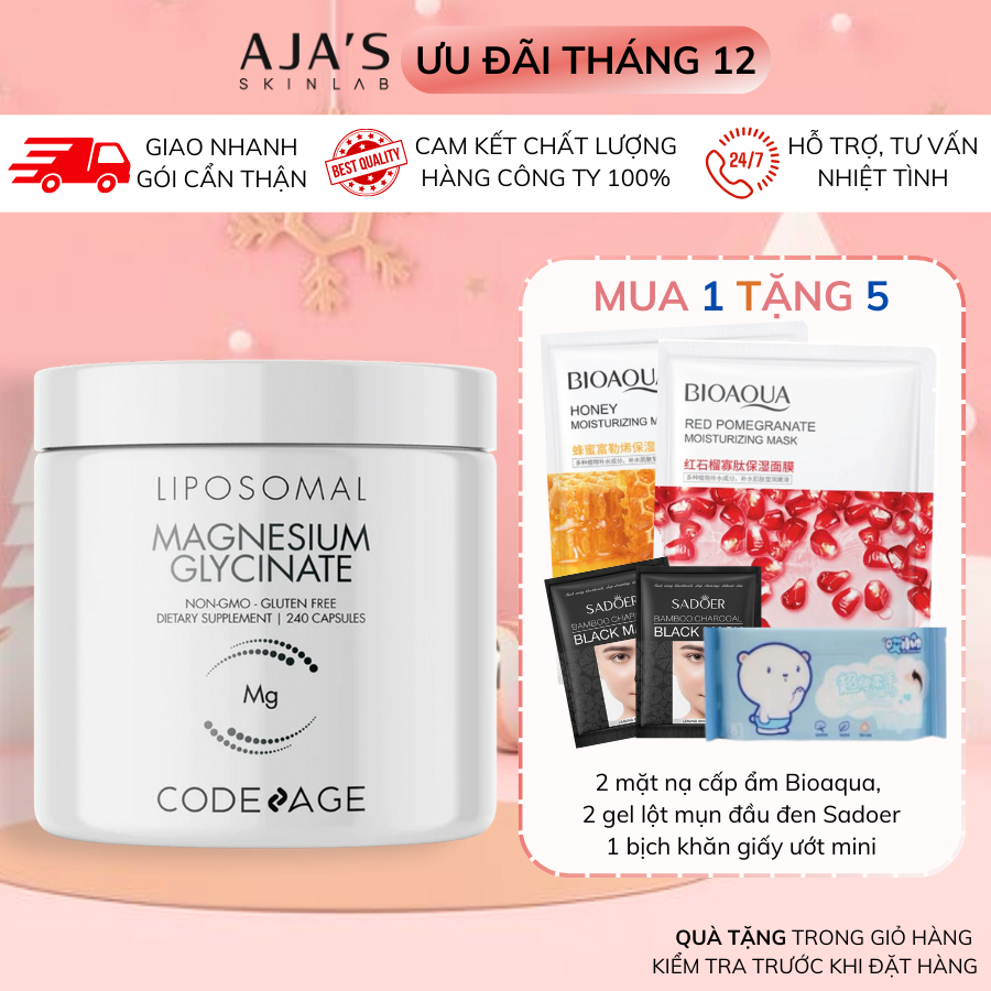 Viên uống bổ sung Magie Codeage Liposomal Magnesium Glycinate 240 Viên - AJA'S SKINLAB