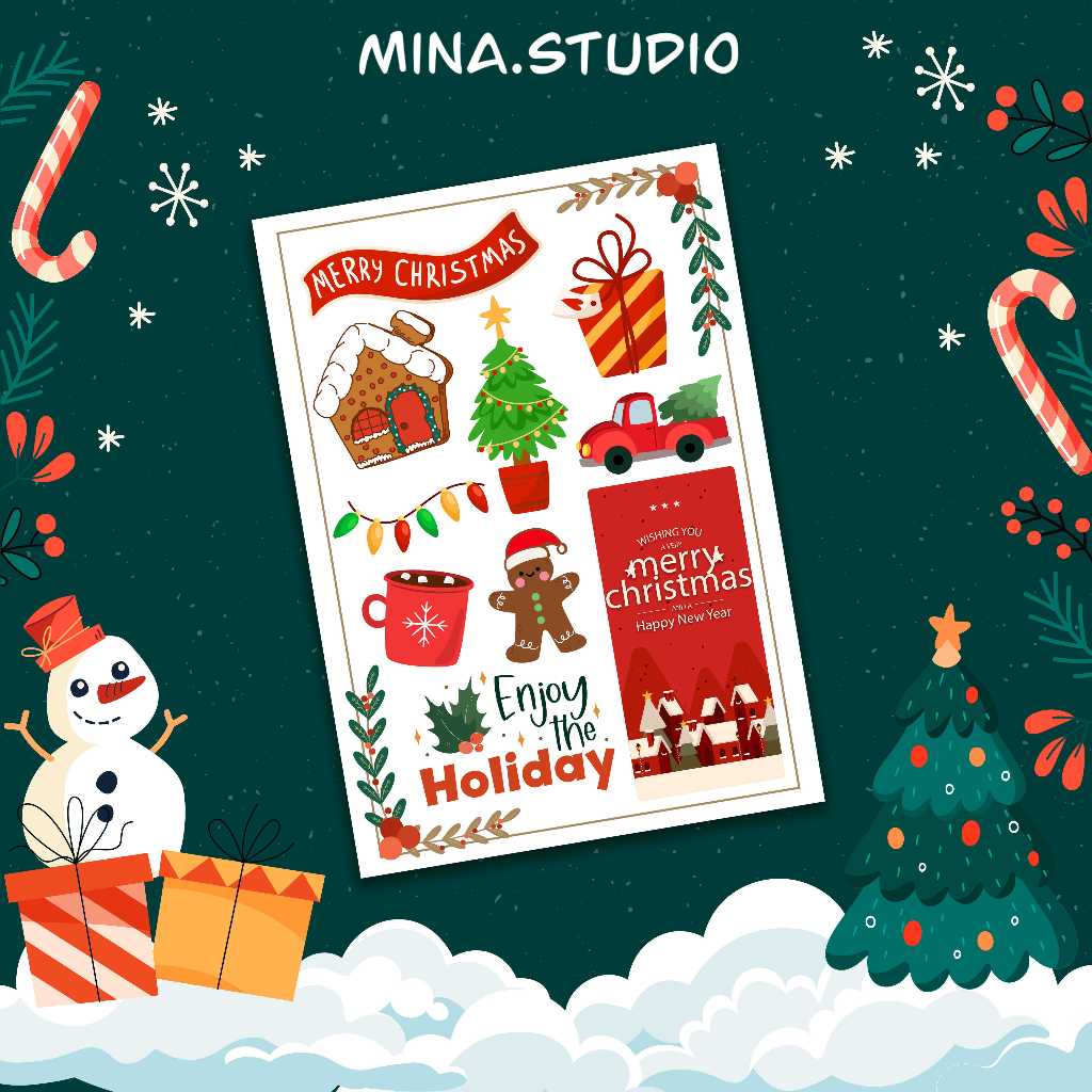 Sticker -Dán nhãn trang trí giáng sinh Noel dễ thương, xinh xắn