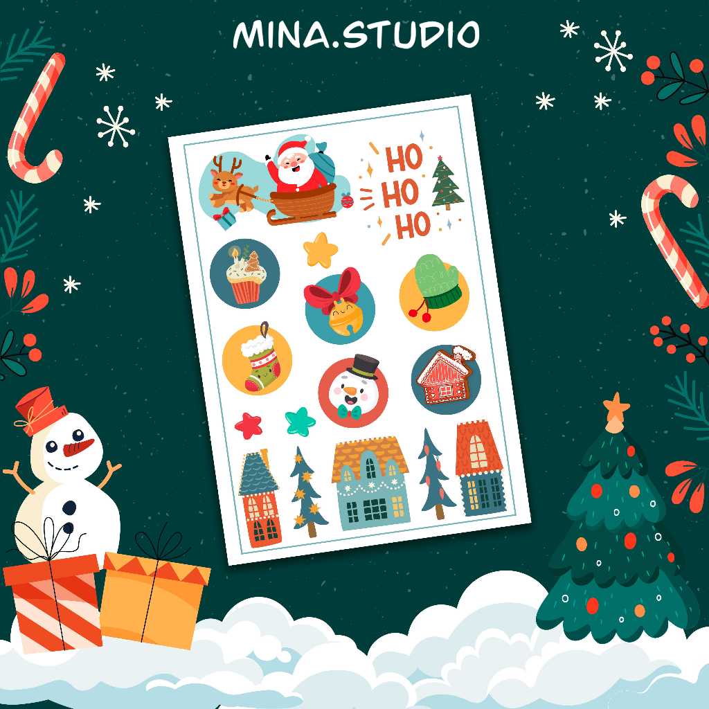 Sticker -Dán nhãn trang trí giáng sinh Noel dễ thương, xinh xắn