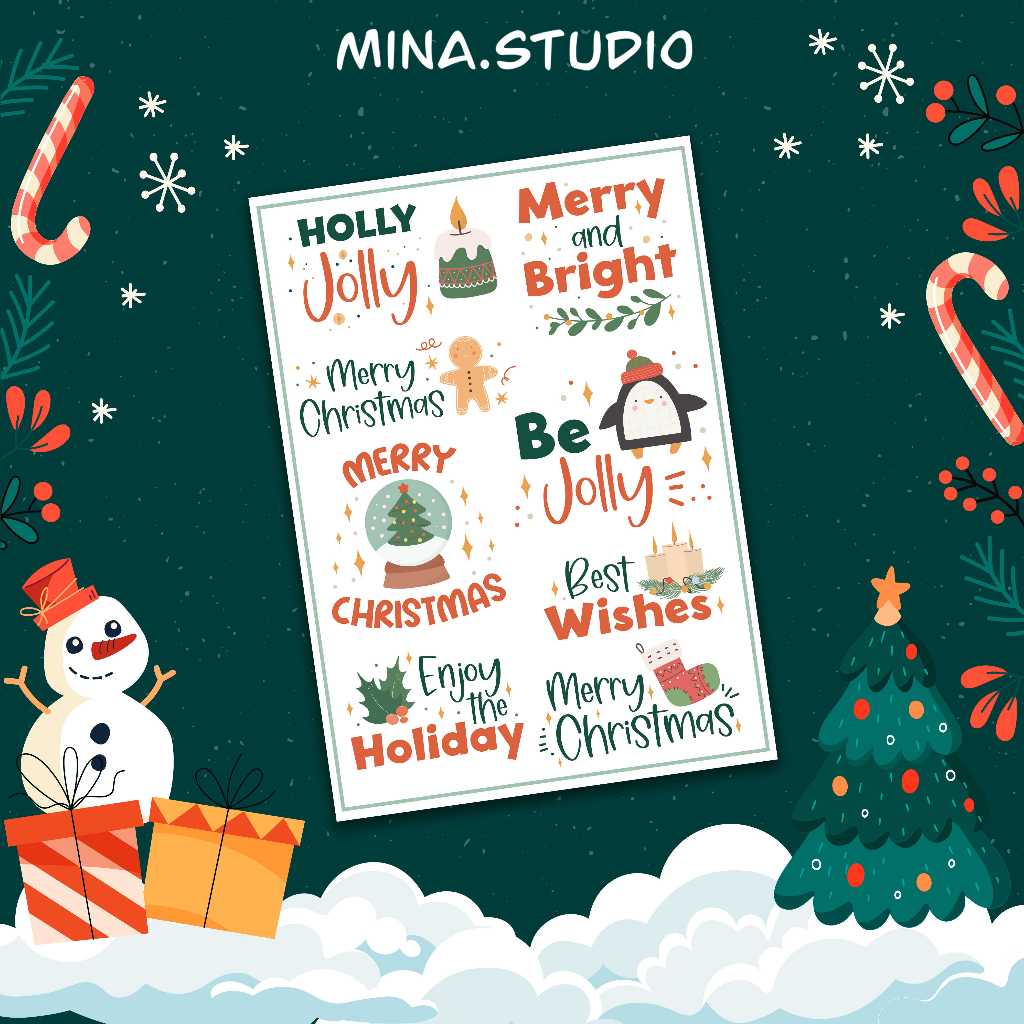 Sticker -Dán nhãn trang trí giáng sinh Noel dễ thương, xinh xắn