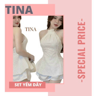 Set đầm tiểu thư yếm dây QC gồm áo yếm kèm quần short, set yếm nữ có lót ngực mix quần phông tafta xòe cực quyến rũ