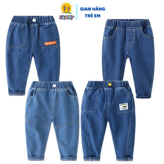 Quần bò bé trai FAMBY quần jean mềm đi học thời trang trẻ em 3-8 tuổi