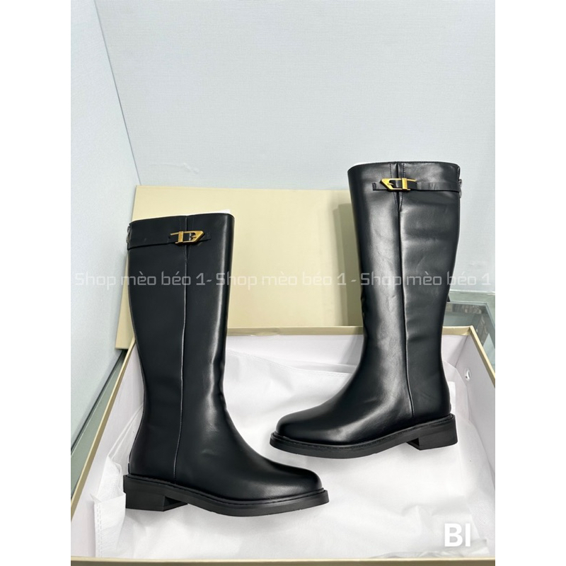 Bốt boot đùi lửng mũi tròn tag đồng khoá D đế thấp fullbox hàng quảng châu cao cấp