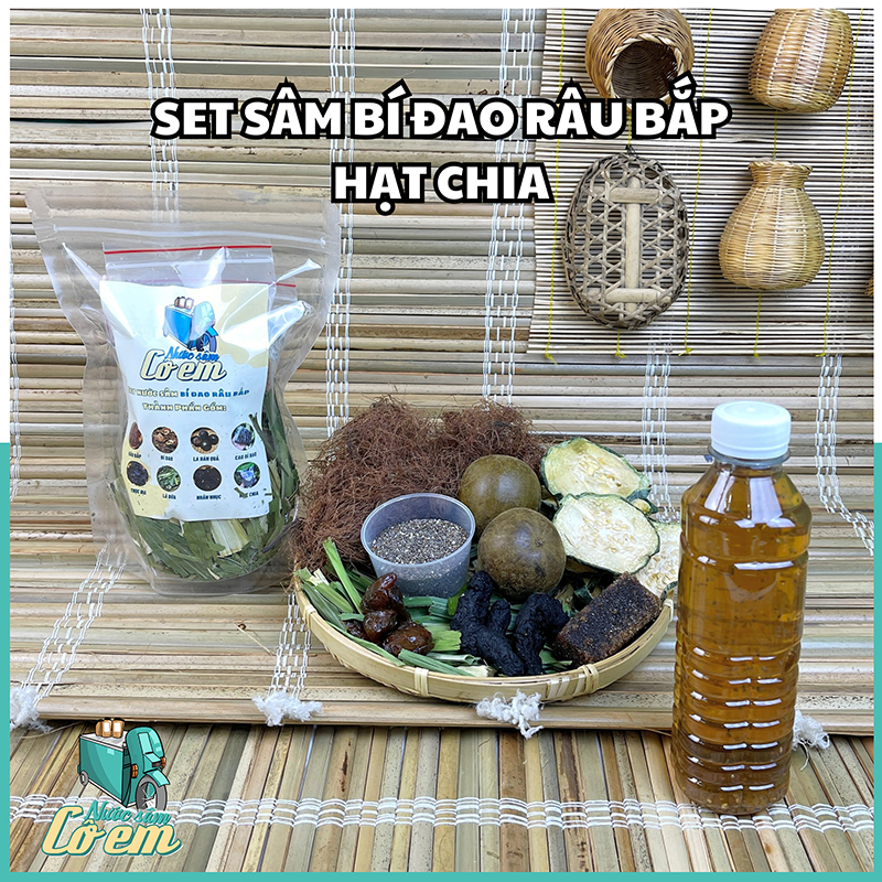 Set nước sâm bí đao râu bắp hạt chia thanh nhiệt nước sâm Cô Em - mỗi set nấu 10L nước