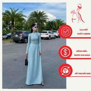 Áo dài truyền thống lụa vân gỗ cao cấp 2 tà thướt ta đính ngọc cổ tay tà trẻ trung, sang chảnh, quý phái cho các nàng