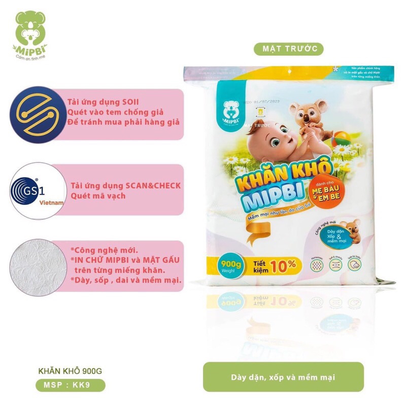 Khăn vải khô đa năng Mipbi 600g/900g