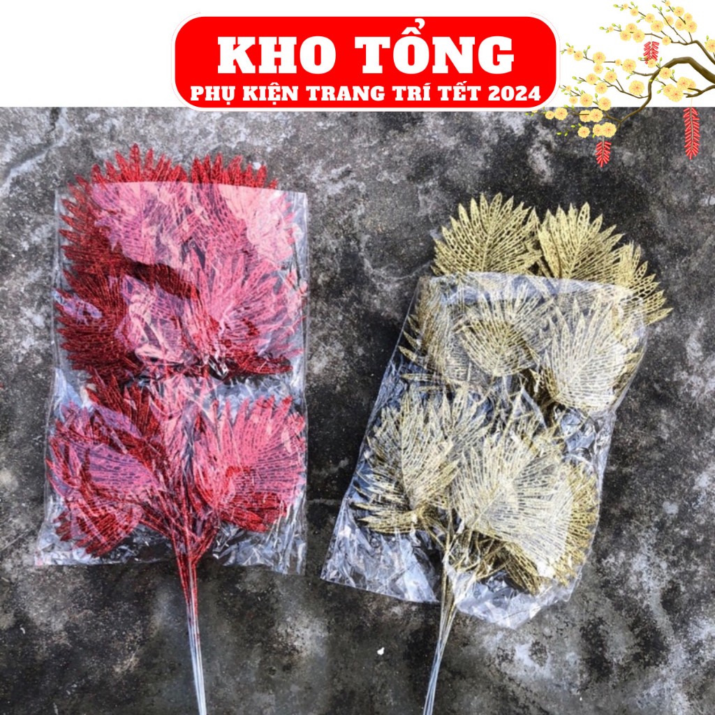 Cành cọ kim tuyến 5 lá kim tuyến trang trí