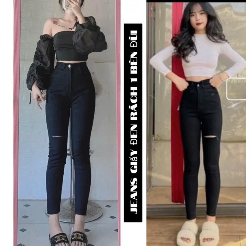 BIG SIZE 35 -95kg| Sale Quần Skinny rách gối co giãn 4 chiều CẠP SIÊU CAO 3 khuy, Chất đẹp loại 1
