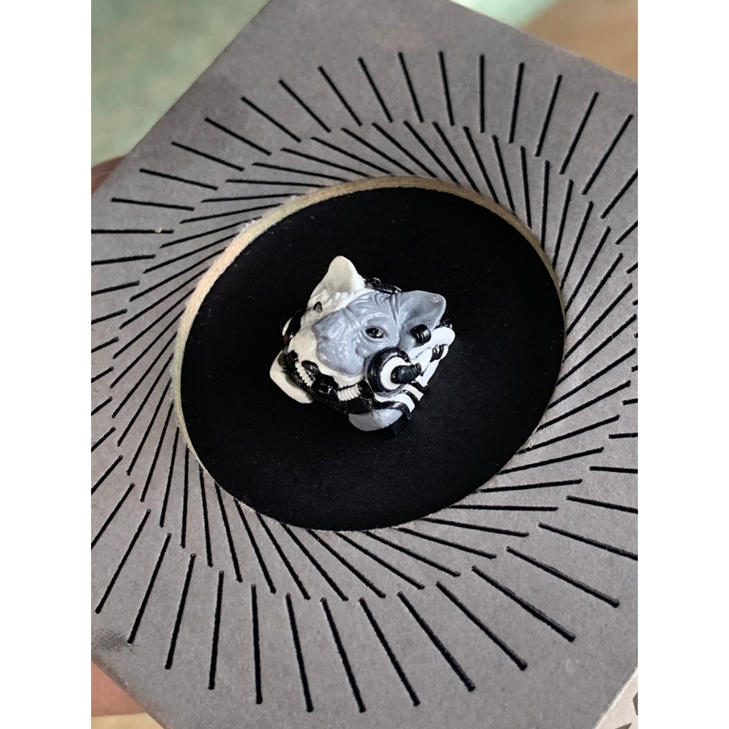 Keycap artisan nút trang trí bàn phím cơ Sphynix mèo ai cập trắng đen