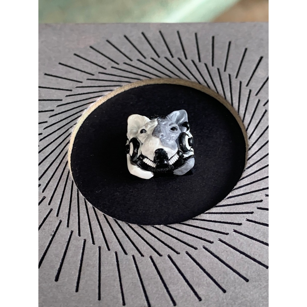 Keycap artisan nút trang trí bàn phím cơ Sphynix mèo ai cập trắng đen