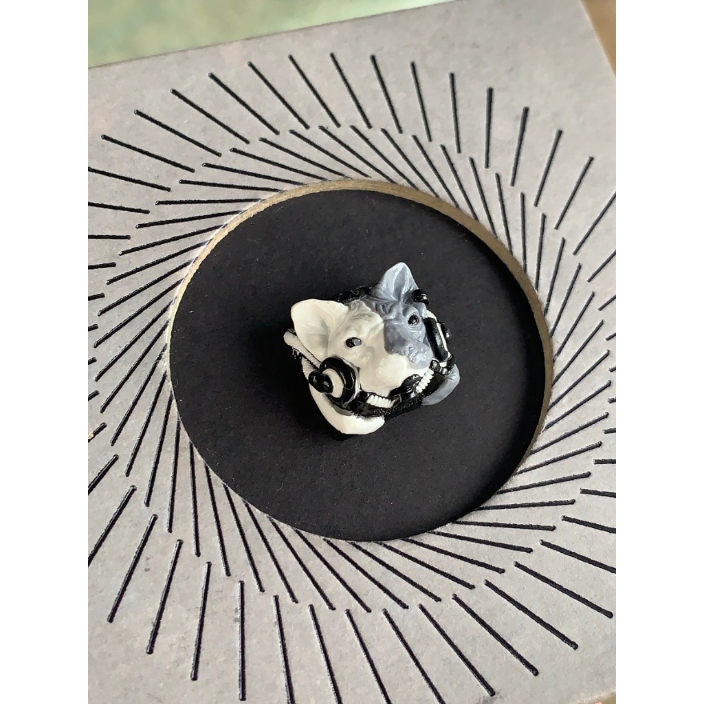 Keycap artisan nút trang trí bàn phím cơ Sphynix mèo ai cập trắng đen
