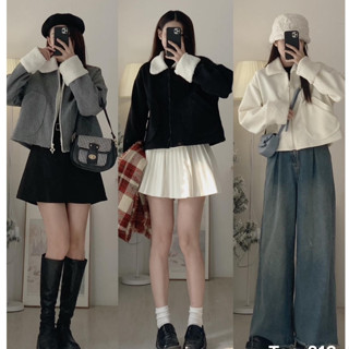 Áo khoác mangto nữ dáng ngắn chất dạ ép cổ sen 1 lớp kèm đai, Áo khoác ngoài măng tô dày dặn 4 cúc kèm đai tay đai eo