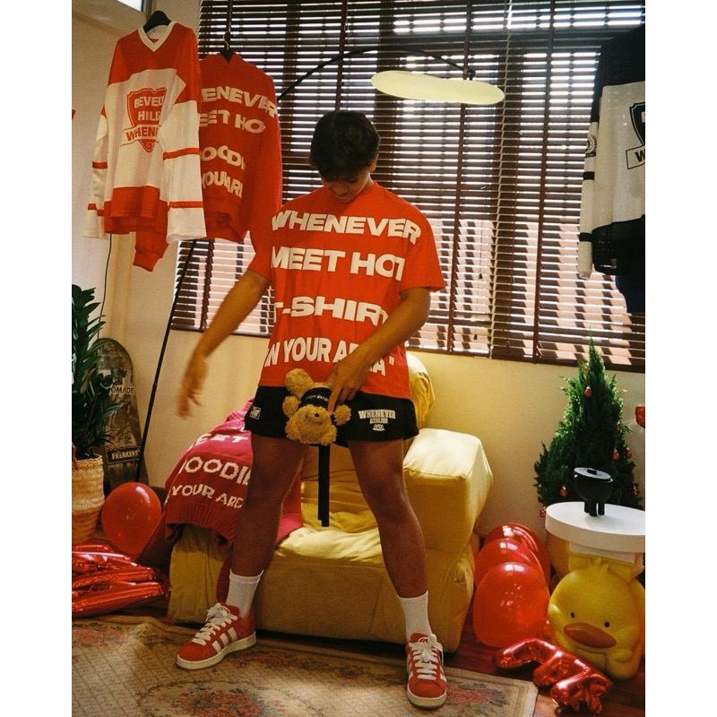 Áo thun boxy Whenever in nổi 3D , vải cotton không xù lông , giặt máy được ở nhiệt độ cao