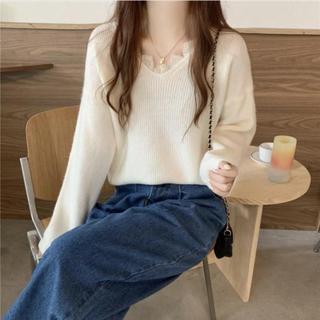  Áo len cổ tim viền ren form rộng chất len lông thỏ mịn Mai Anh Clothing 