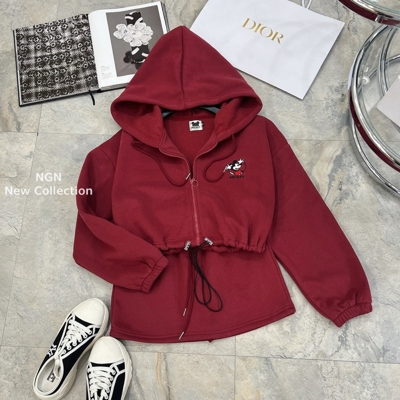 Sét áo khoác nỉ mickey có mũ + chân váy chữ A