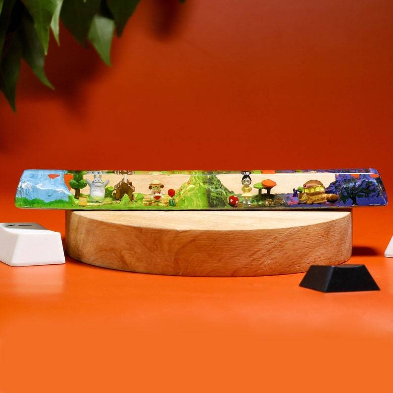 Totoro 6.25U artisan spacebar, phim hoạt hình totoro, trang trí bàn phím cơ