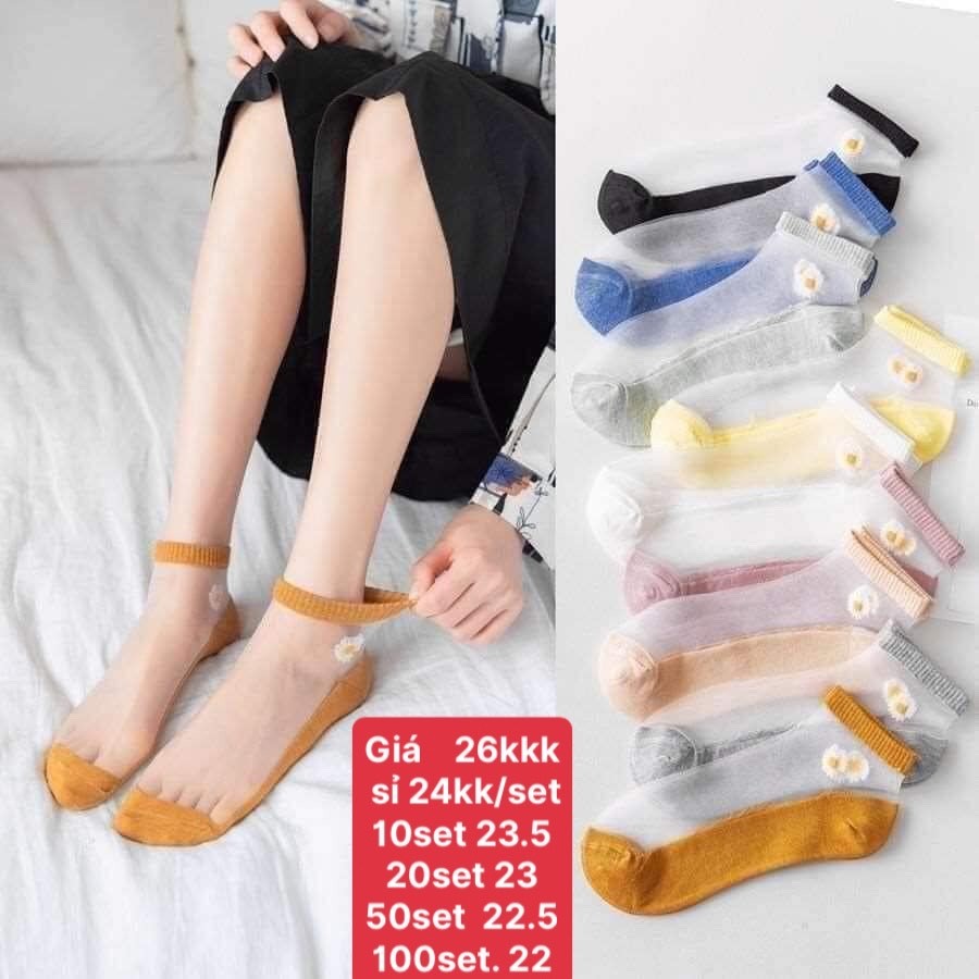 (Bán buôn-chuyên sỉ) Set 10 đôi tất lưới hoa cúc