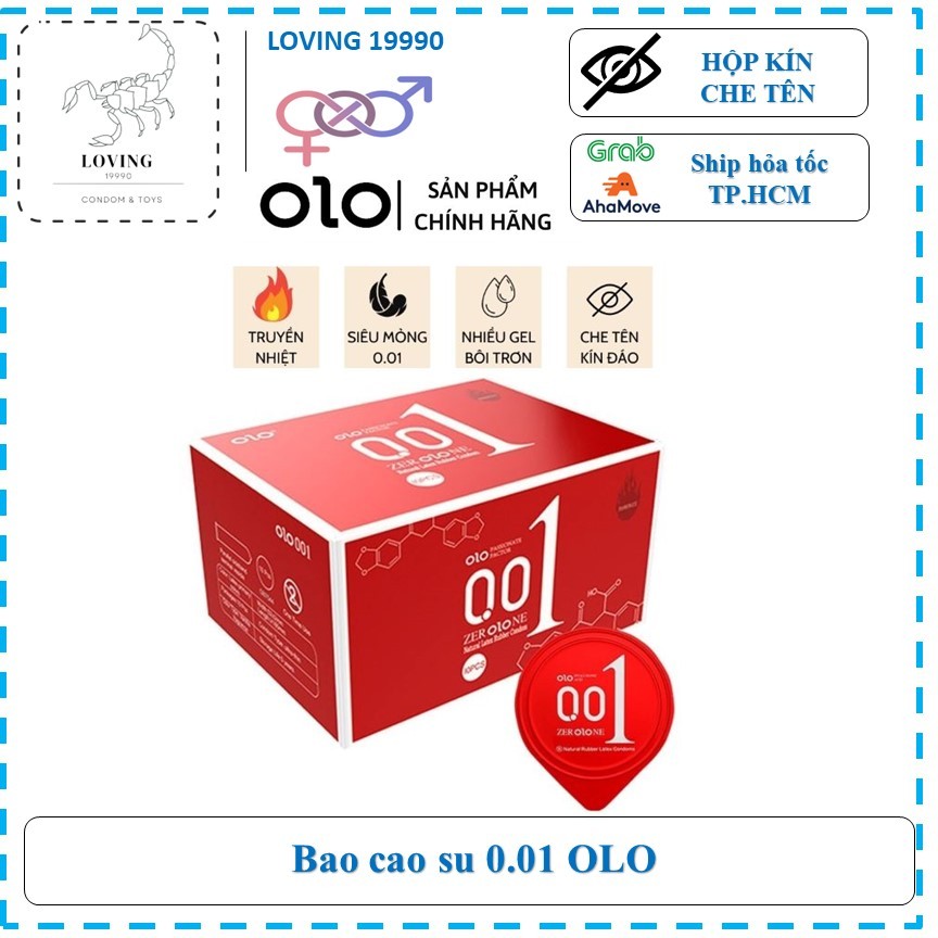 (10 cái) Bao Cao Su Siêu Mỏng OLO 001 Đỏ SIÊU MỎNG