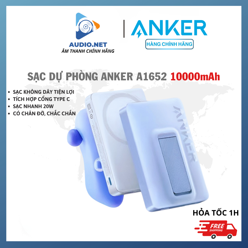Sạc Dự Phòng Anker A1652 Hít Từ Tính PD 20W 10000mAh, Cho ip12/13/14/15 - Bảo hành 12 tháng