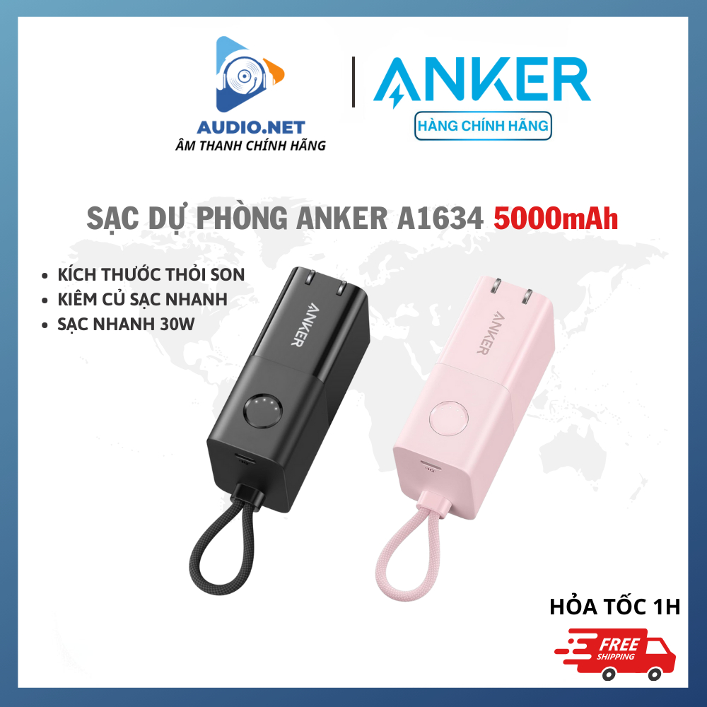 (8)Pin Sạc Dự Phòng Anker A1634 Siêu nhỏ, Kiêm củ sạc nhanh 5000mAh 30W - Bảo hành 12 tháng