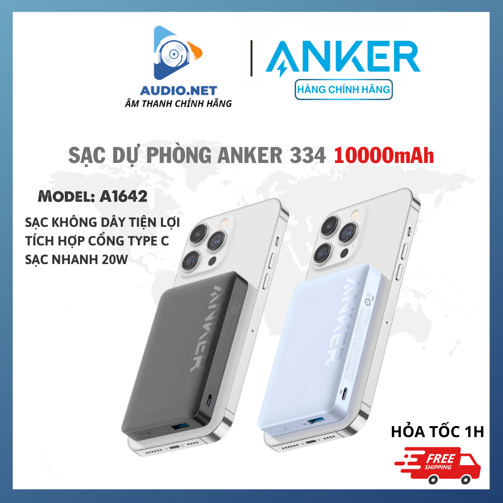 (9)Sạc Sự Phòng ANKER 10000mAh A1642 Siêu hít từ tính 7.5w - Bảo hành 12 tháng