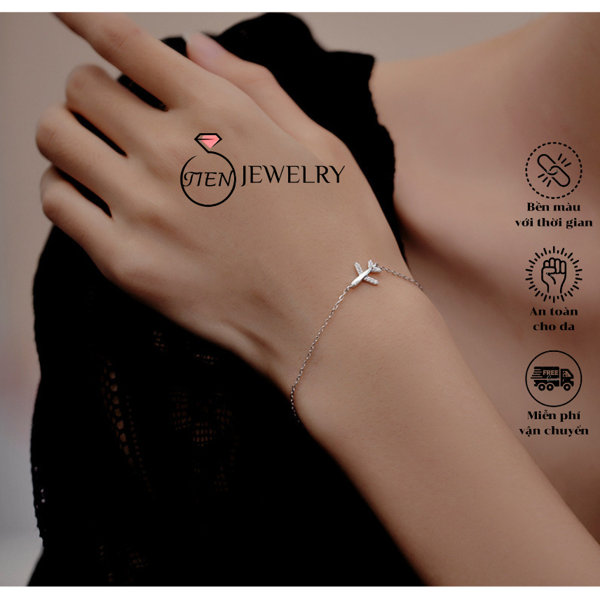 Lắc tay bạc nữ 925 hình máy bay dễ thương, vòng tay hình máy bay bạc 925 phong cách cute - Tien Jewelry