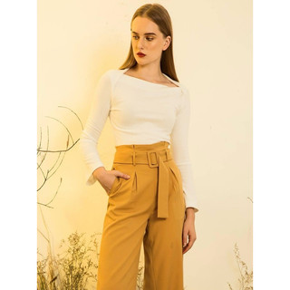 Áo knit trắng dài tay size S