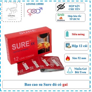 [FREESHIP] Bao cao su gai, kéo dài,siêu mỏng Sure Đỏ HỘP LỚN 12 CÁI HÀNG CÓ SẴN, ẢNH TỰ CHỤP
