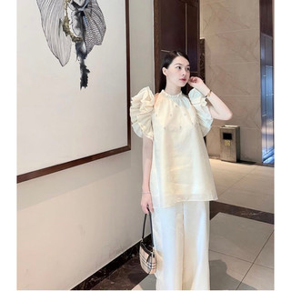 Lyra Set áo voan lụa đính đá phối cánh tiên kèm quần dài. Ảnh thật by Rose.clothes