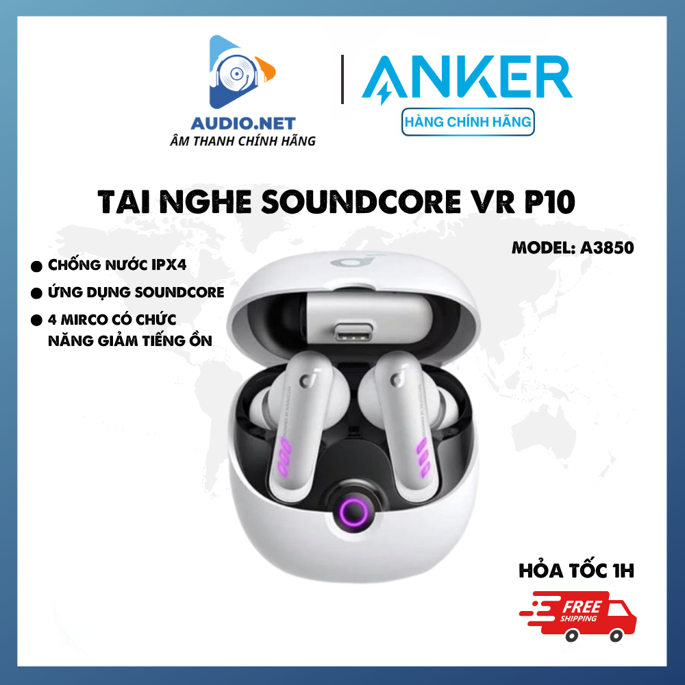 (7)Tai Nghe Nhét Tai Bluetooth Soundcore A3850 Chống nước IPX4, có 4 Micrô chuyên dụng - Bảo hành 12 tháng