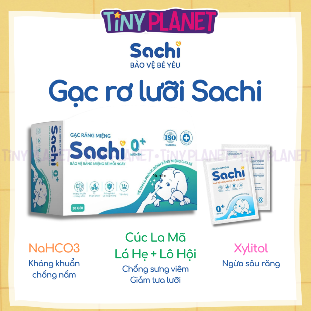 SACHI Gạc Rơ Lưỡi chiết xuất Lá Hẹ, Lô Hội, Cúc La Mã