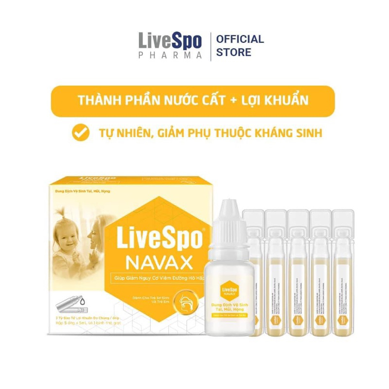 Combo Livespo Navax chuyên dụng bình xịt 30ml và Navax kids  giúp giảm nguy cơ viem tai mũi họng