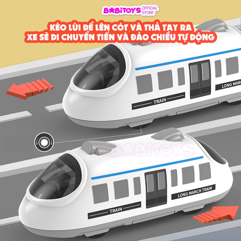 Đồ chơi mô hình tàu cao tốc chạy cót tiến lùi tự động vui nhộn  cho bé, đồ chơi tàu hỏa xe lửa chạy cót không dùng pin